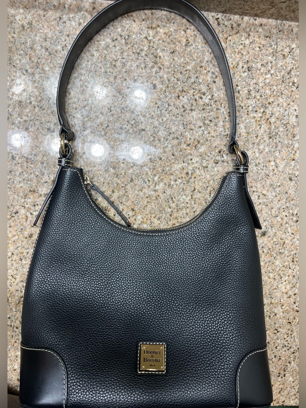 Dooney & Bourke Black Pebble Grain Small Hobo Bag